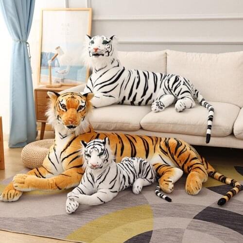 30-120CM High Quality Giant White Yellow Tiger Stuffed Toy Baby Simulation Big Size Tiger Plush Doll Soft Pillow Children Gift