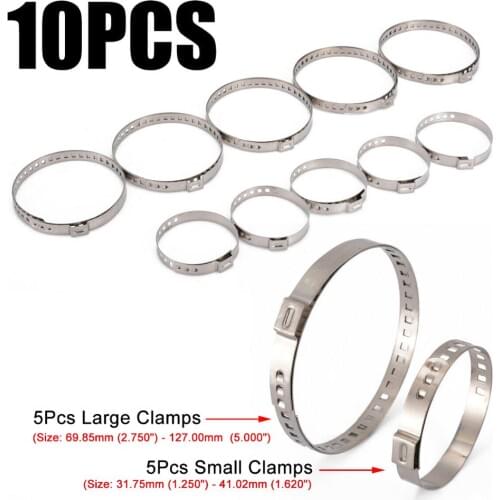 10PCS Large & Small Drive Shaft CV Boot Clamp Kit Universal Adjustable AXLE CV Joint Boot Crimp Clamp Stainless Steel For Auto