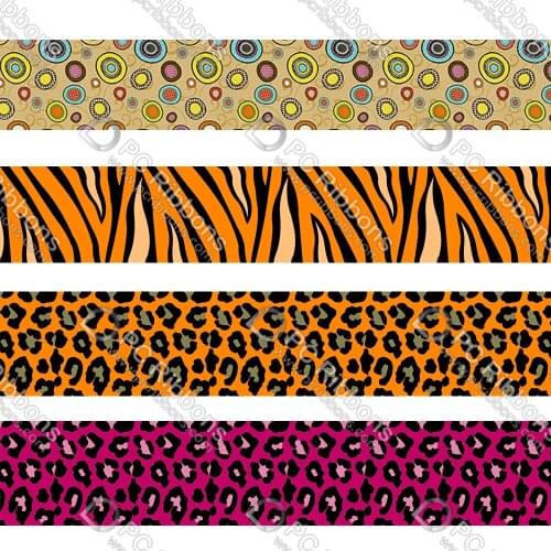 16-75MM Cartoon Leopard&zebra Printed Grosgrain&Satin Ribbon DIY Handmade Materials Christmas Wedding Gift Wrap Tape 50yards