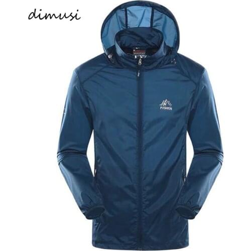 DIMUSI Summer Mens Sunscreen Jackets Casual Quick Dry Male Thin Outwear Breathable Sportswear Coats Slim Fit Hooded Clothing