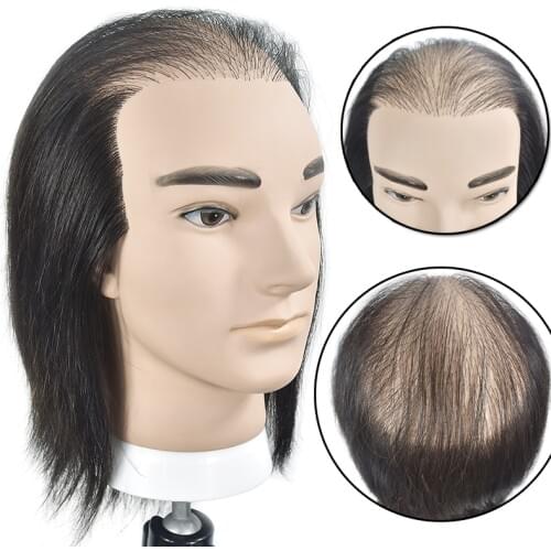 Hot Sale Male 20cm Mannequin Head 100% Real Human Hair Hairstyling Training Dolls Manikin Wig Dummy For Hair Extension Practice