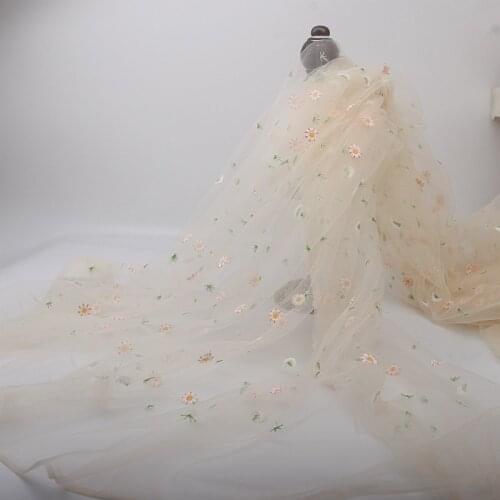 MLAEY 1Yardx1.3M Mesh Lace Embroidery Fabric DIY Sewing Dress Wedding Dress Cloth Party Home Decorate DIY Accessories