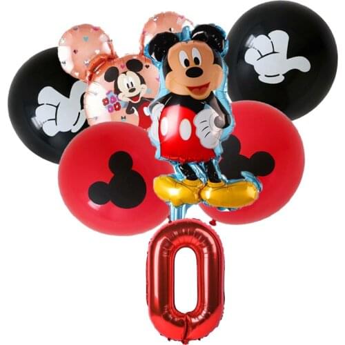 7pcs/lot Mickey Minnie Foil Balloons Set Boy Girl Kids Birthday Party Decorations Supplies Childrens Day Toy Baby Shower Globos
