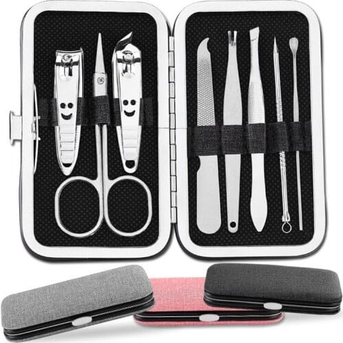 8 Piece Set Stainless Steel Nail Clippers Set Household Nail Cutter Suit With Box Trimmer Grooming Manicure Pedicure Nail Tools