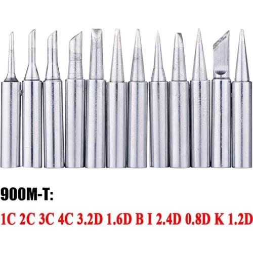 12Pcs/Lot 900M-T Series Lead-free Solder iron Tip Replacement Metal Soldering Bit For Hakko 936 Rework Station Welding Tool
