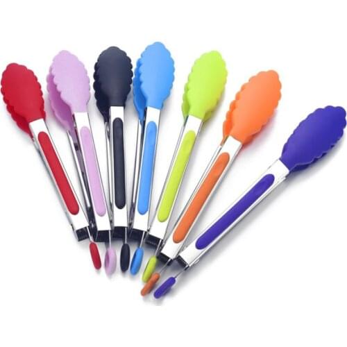 Stainless steel Silicone Kitchen Tongs BBQ Clip Salad Bread Cooking Food Serving Tongs Restaurant Food Folder Kitchen Tools