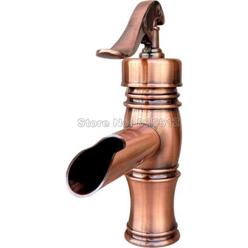 NEW " Water Pump Look " Style Antique Red Copper Bathroom Basin Faucet Cold and Hot Mixer Vessel Sink Taps Wnf311