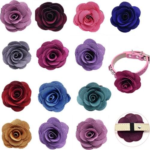 100pcs Flower-Collar Cat Collar Accessories Slide Pet Dog Puppy Collar Charms Pet Bowties Neckties Pet Dog Collar Decoration