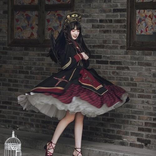 Gothic dark palace sweet princess lolita dress vintage high waist printing victorian dress kawaii girl gothic lolita cos loli