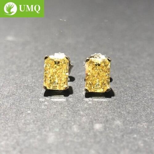UMQ Classic 100% 925 Sterling Silver Created Moissanite Citrine Gemstone Earrings Ear Studs Wedding Fine Jewelry Wholesale