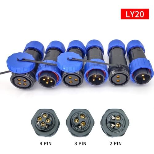 Waterproof Aviation Plug 3 Pin IP67 Cable Connector Industrial Screw Connection Male Female Copper 2/4/5 Core Wire Connectors