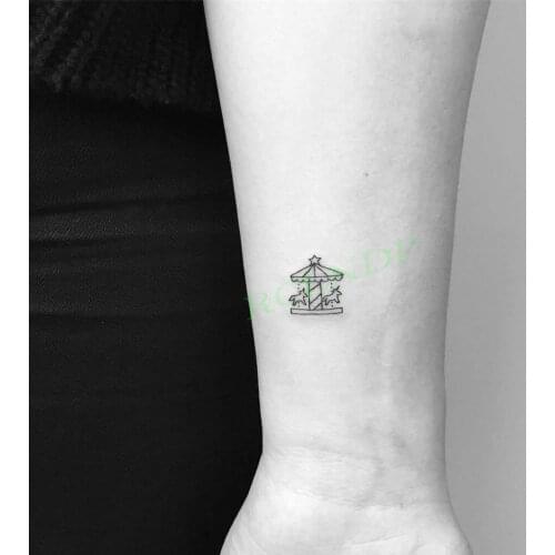 Waterproof Temporary Tattoo Sticker Carousel Cartoon Horse House Lovely Art Flash Tattoo Fake Tatto for Women Men