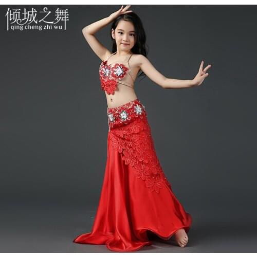 High grade kid girls stage performance Belly dance costume set top bra+2skirt suits for belly dance RT016