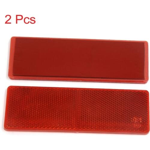X Autohaux Universal Truck Car Red Plastic Adhesiive Reflective Plate W/O Holes 2Pcs