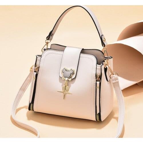 Disney Cartoon Mickey Mouse Lady Shopping Bag Bucket Bag Casual Fashion Handbag Shoulder Messenger Bag Handbags for Women 2021