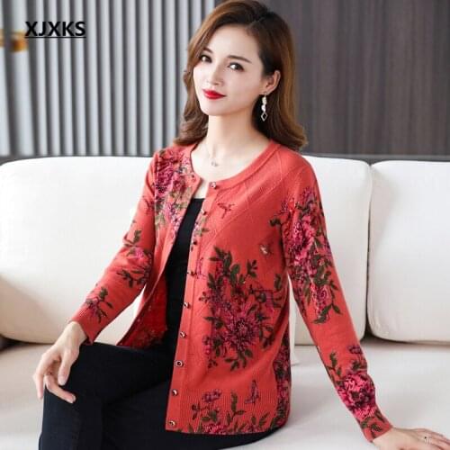 XJXKS 2021 autumn winter new women jacket loose plus size high-end wool knitted cardigan women sweater coat