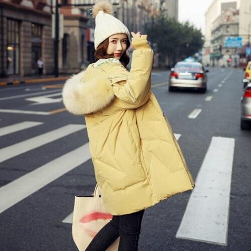 Real Fox Fur Collar Winter Down Jacket Women Korean Style Thicken Warm Female Coat Long Fashion Clothes Doudoune Femme WPY1938