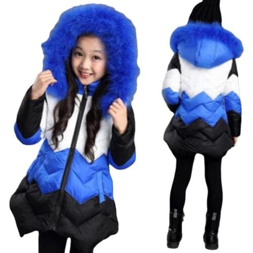 Winter Baby Down Coat Child Patchwork Hooded Outerwear Overcoat Girls Teenager Windbreaker Girls Jackets Kids Winter Clothes