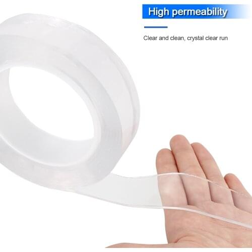 1-5 Meters Transparent Double Sided Adhensive Tape Nano-Traceless Reusable Tape Waterproof PU Glue Sticker for Home Repair