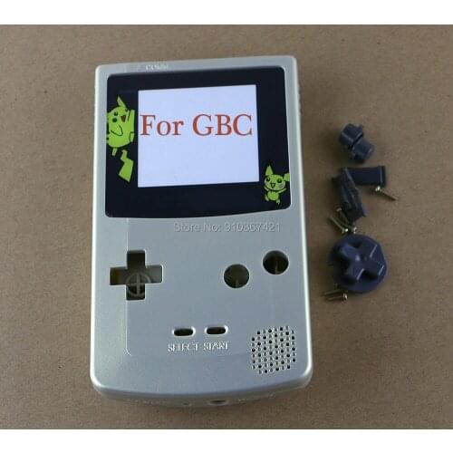 1set Replacement For GBC Gold-silver shell case for GBC housing shell case cover with pattern lens+buttons repair parts