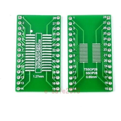 10pcs SO28 SOP28 SSOP28 TSSOP28 SOIC28 to DIP28 Adapter Converter PCB Board