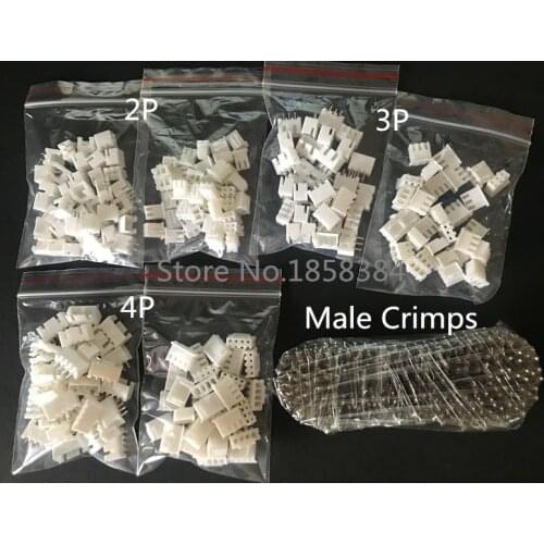 100sets Kit 2p 3p 4p 2.54mm Pitch Terminal / Housing / Pin Header Connector Wire Connectors Adaptor XH Kits 2.54
