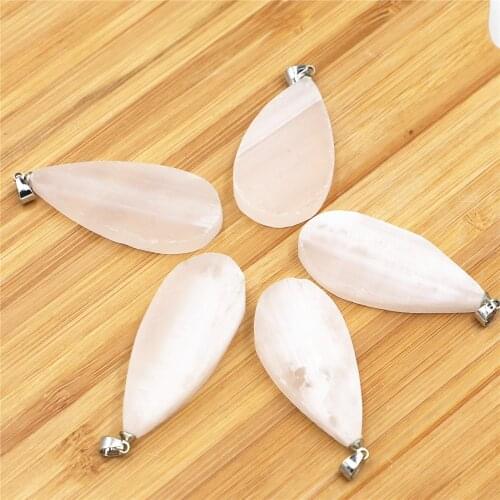 100% Natural Selenite Plaster Pendant Rock Mineral Specimen Jewelry Reiki Healing Energy Stone Add Charm DIY Gifts Souvenir