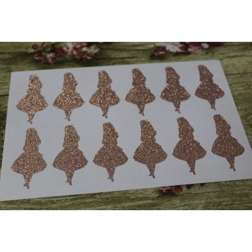 5x2.5cm Rose gold glitter Alice in wonderland
