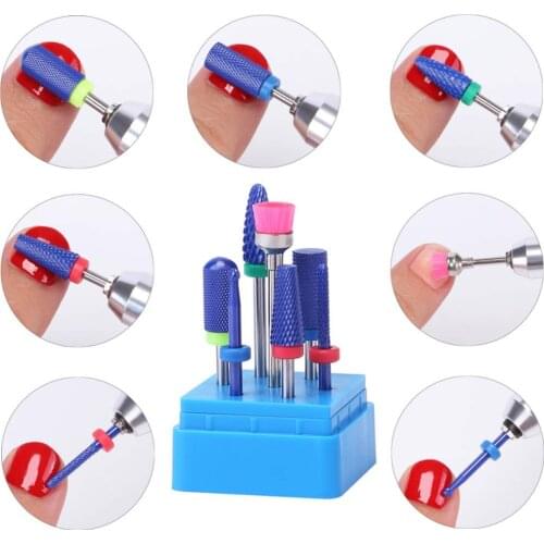 7pcs Ceramic Nail Drill Bits Set for Acrylic Nails 3/32 Professional Ceramic Nail Drill Bit Set for Cuticle Acrylic Gel