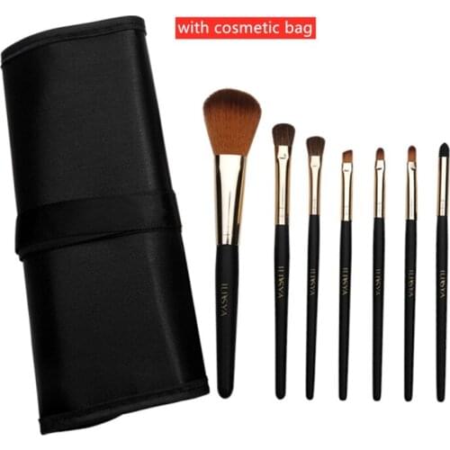 7pcs-Makeup Brushes Sets with Cosmetic Bag Eye Shadow Eyebrow Foundation Lipbrush Makeup Tools Face Brush Set (Black)