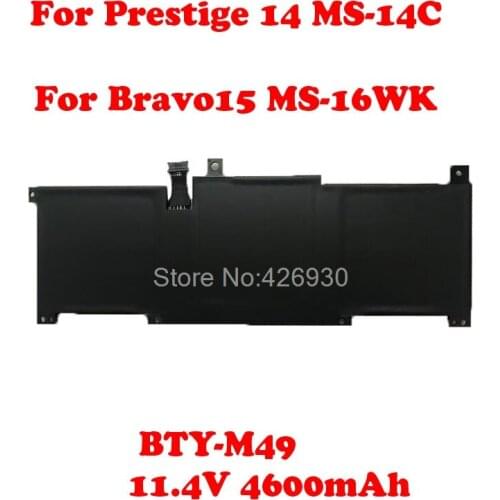 Laptop BTY-M49 Battery For MSI For Prestige 14 MS-14C MS-14D Hands-On M15 For Bravo15 MS-16WK BTY-M49 11.4V 4600mAh