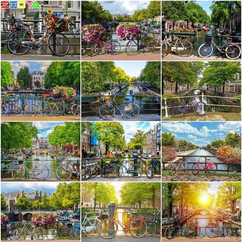 Diy Diamond Painting Bicycle Full Square Rhinestone 5D Diamond Embroidered Cross Stitch Mosaic Landscape Home Decoration Gift
