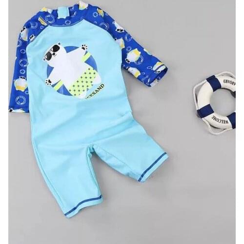Baby Boy Swimwear Penguin Printed One Pieces Short Sleeved UV Sun Protection Toddler Boys Bathing Suit Swimsuit Swimming Clothes