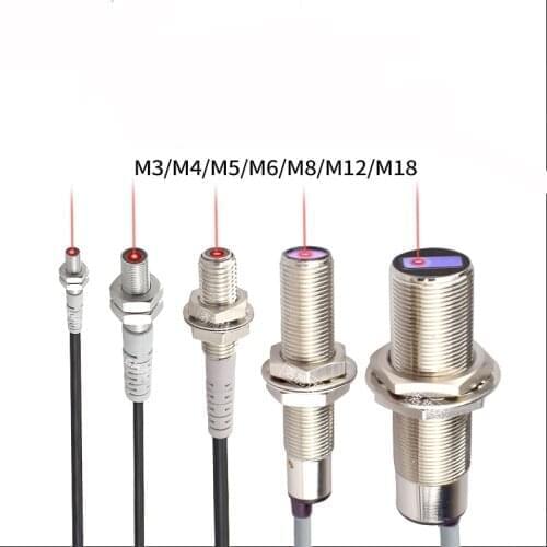 M12 Laser Photoelectric switch Sensor Diffuse reflection Laser range sensor Visible light photoelectric