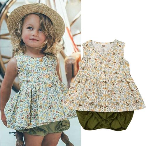 Summer Baby Girls Suits Linen Cotton Kids Outfits Childrens Clothing Sets Newborn Vest Tops + Shorts Toddler Clothes 0-4Y