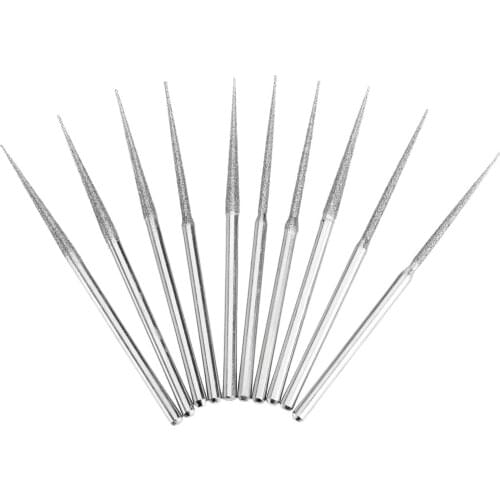 10Pcs Diamond Coated Rotary Pointed Head Burrs Rock Grinding Tool 1/8" 3mm Shank Mini Drill Grinding For Dremel Rotary Tool