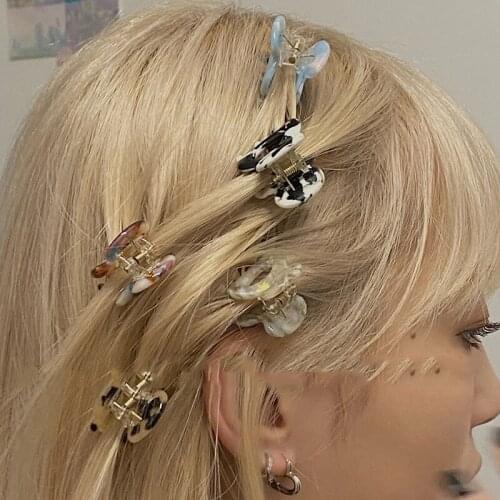 Hair Clip Matte Acetic Acid Beige Brown Hair Claws Accessories Mini Headwear Hair Claws Clip Pearls Hairpins for Women Girls