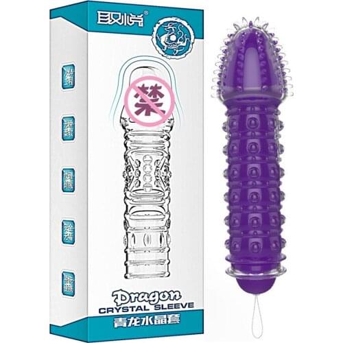 Reusable Crystal Clear Condom Vibrate Penis Sleeve Male Time Delay Vaginal Massager Clit Stimulator Adult Sex Toy Intimate Good