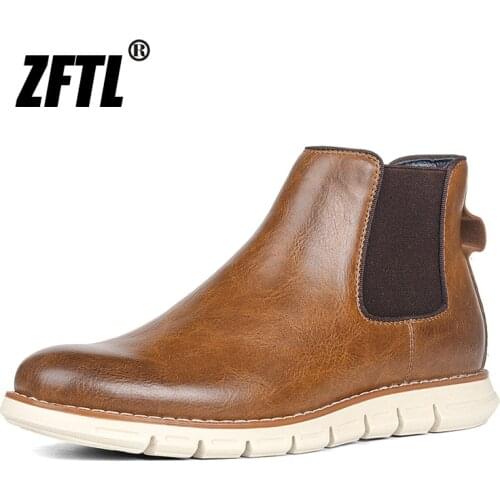 ZFTL Mens Chelsea boots new Ankle man boots plus size high quality Brown men‘s Martins boots Super light male slip-on boots