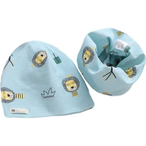 New Cartoon Children Hat Scarf Set Baby Girl Head Cover Winter Warm Child Neck Collar Kids Beanies Sets Cotton Boys Hat Scarf