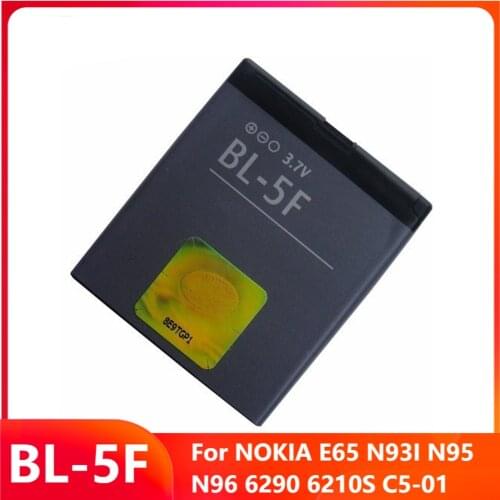 Original Replacement Phone Battery BL-5F For NOKIA E65 N93I N95 N96 6290 6210S C5-01 BL-5F Genuine Rechargable Batteries 950mAh