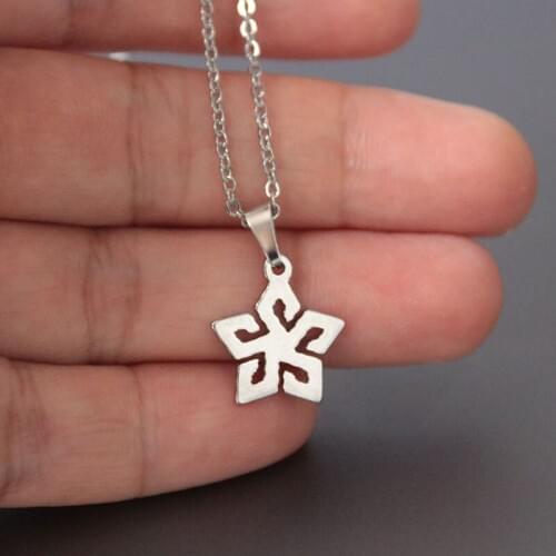 1pc Flower Star Stainless Steel Necklace Flowers Pendants Necklaces Women Kids Girls Fashion Jewelry Accessories