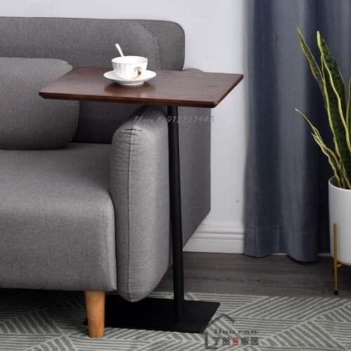 Solid wood sofa side table modern minimalist corner table mobile creative bedside table Nordic mini square small coffee table