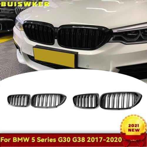 Front Bumper Kidney Grille Grill for BMW G30 G31 G38 5 Series 525I 530I 540I 550I with M-Performance Black Double Line Kidney Gr