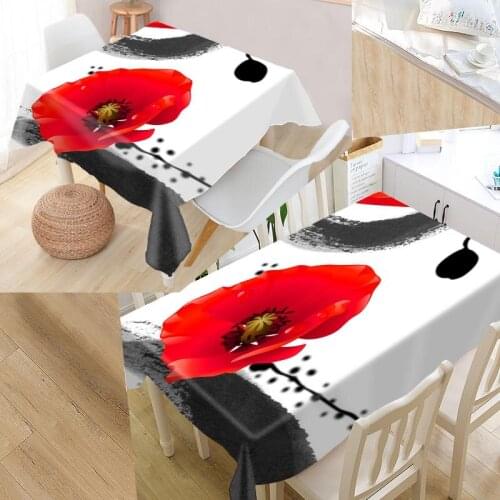 Custom Poppies flower Tablecloth Waterproof Oilproof Rectangular Home Textiles Wedding Tablecloth #ASD3456K