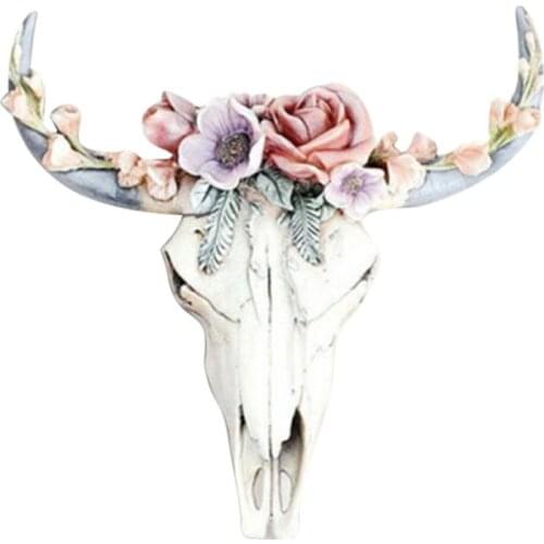 Succulent Flower Cow Skull Wall Decor Home Decor Resin Ornament With Hanging Hole Bull Head Pendant Home Decoration