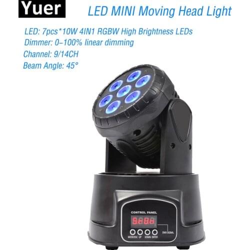 MINI Moving Head LED Wash Stage Lighting 7x10W RGBW 4IN1 Professional DMX512 For Disco DJ Music Party KTV Nightclub Lights