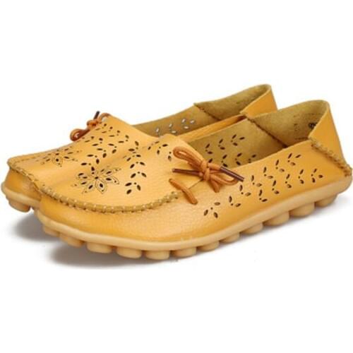 Genuine Leather Women Flats Shoe Fashion Casual Lace-up Soft Loafers Spring Autumn ladies shoes