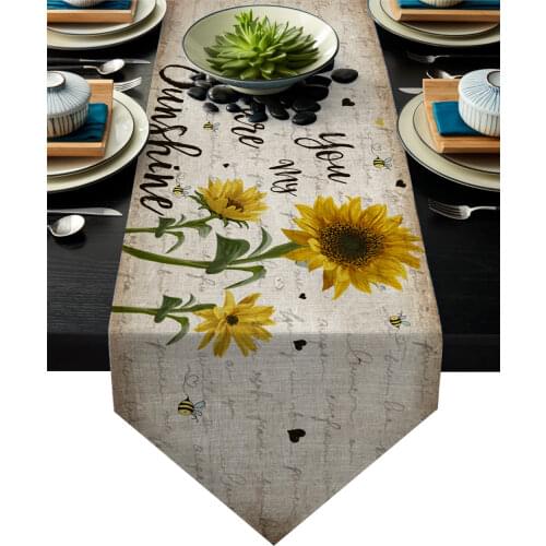 You Are My Sunshine Sunflower Retro Table Runner Table Flag Home Party Decorative Tablecloth Table Runners