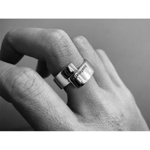 Irregular Letter Retro Stackable Simple 925 Sterling Silver Adjustable Rings For Women Minimalist Fashion Delicate Jewelry